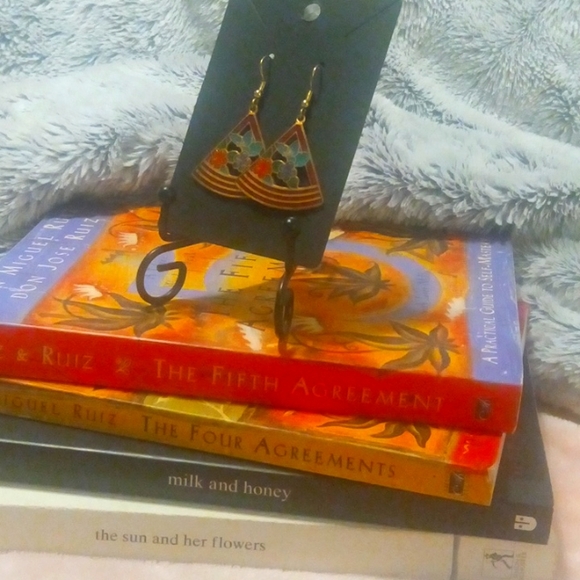 Vintage 80's gold drop earring costume - Picture 1 of 3